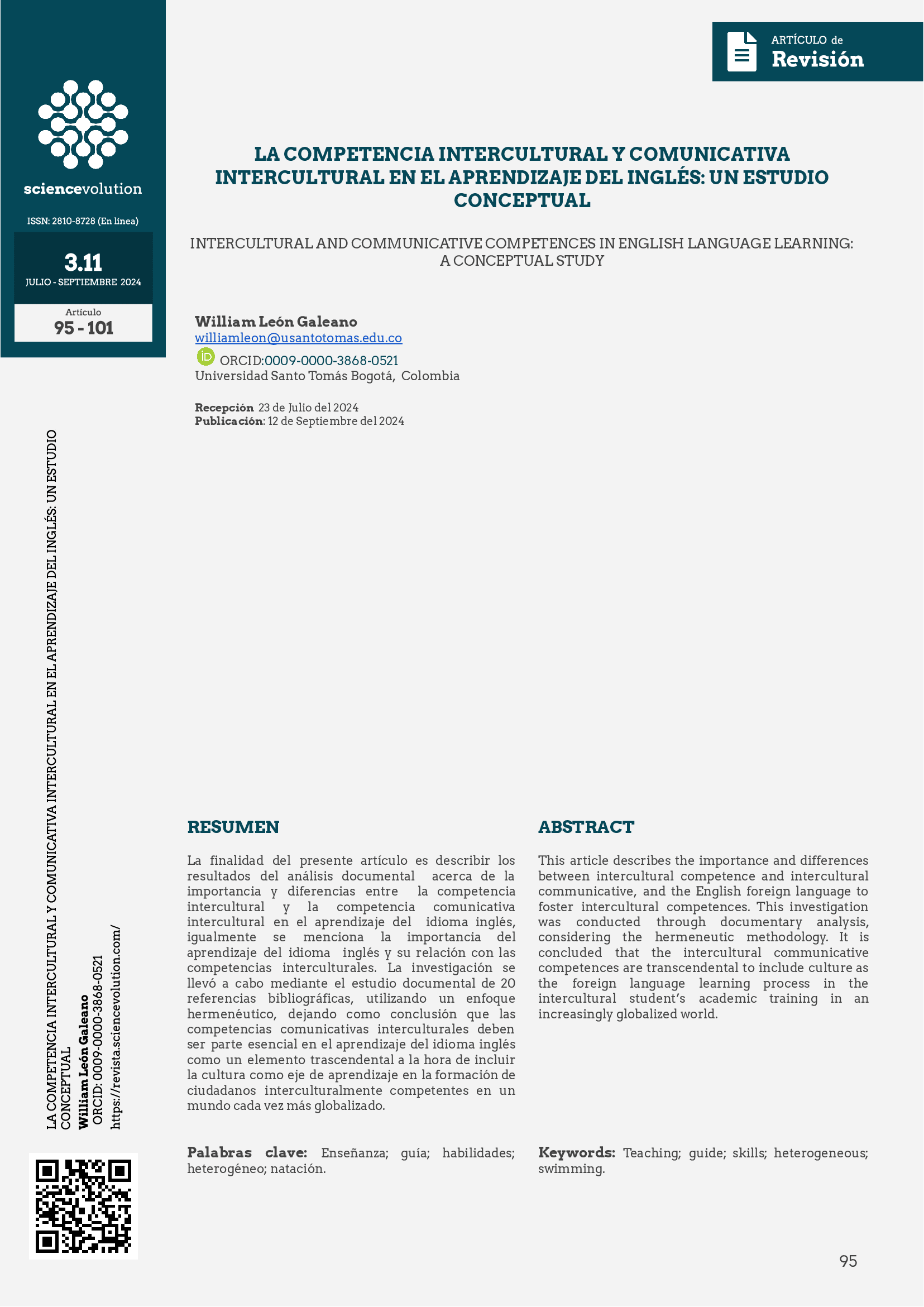La competencia intercultural y comunicativa intercultural en el aprendizaje del inglés: Un estudio conceptual Portada