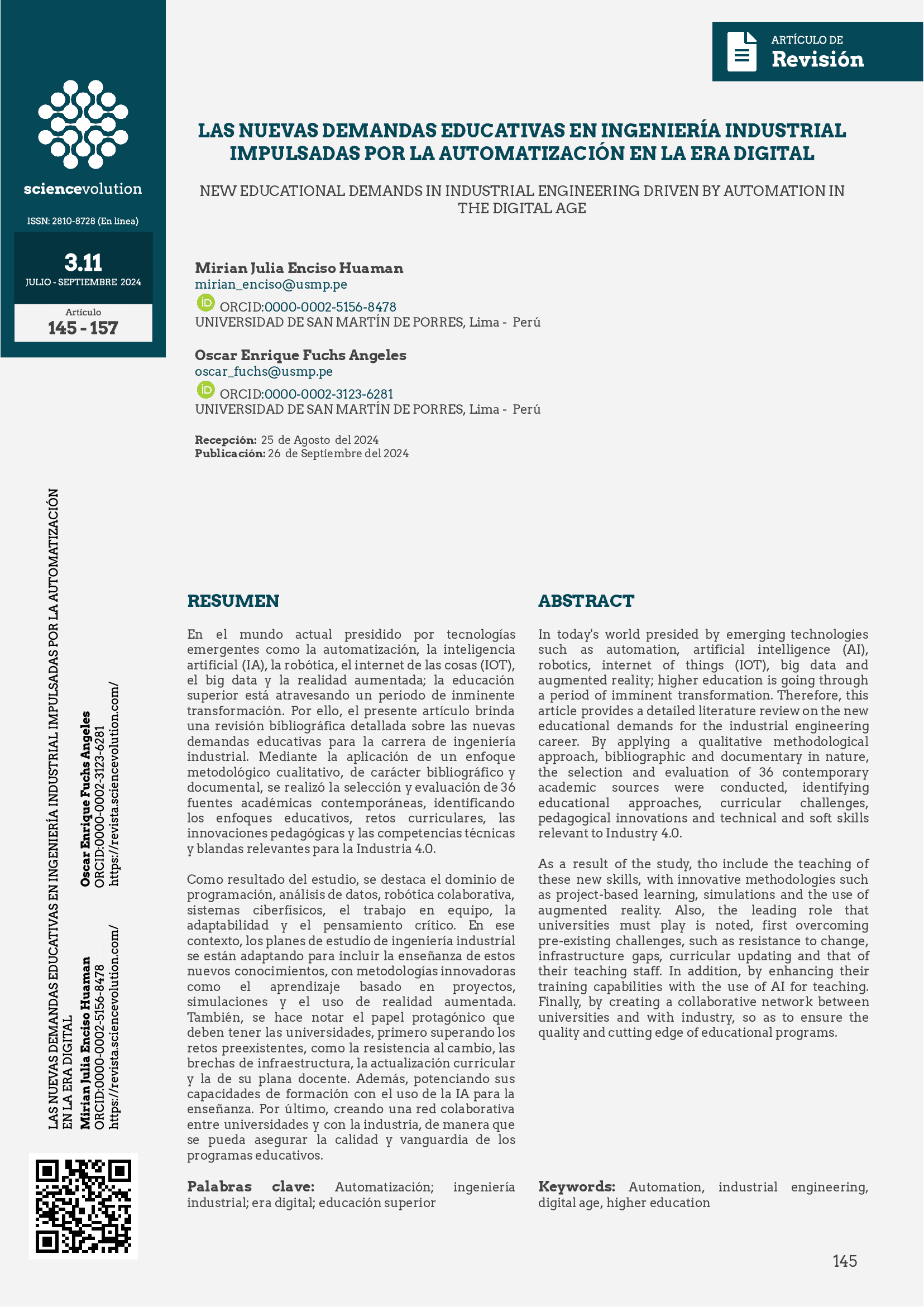 Portada Las nuevas demandas educativas en ingeniería industrial impulsadas por la automatización en la era digital