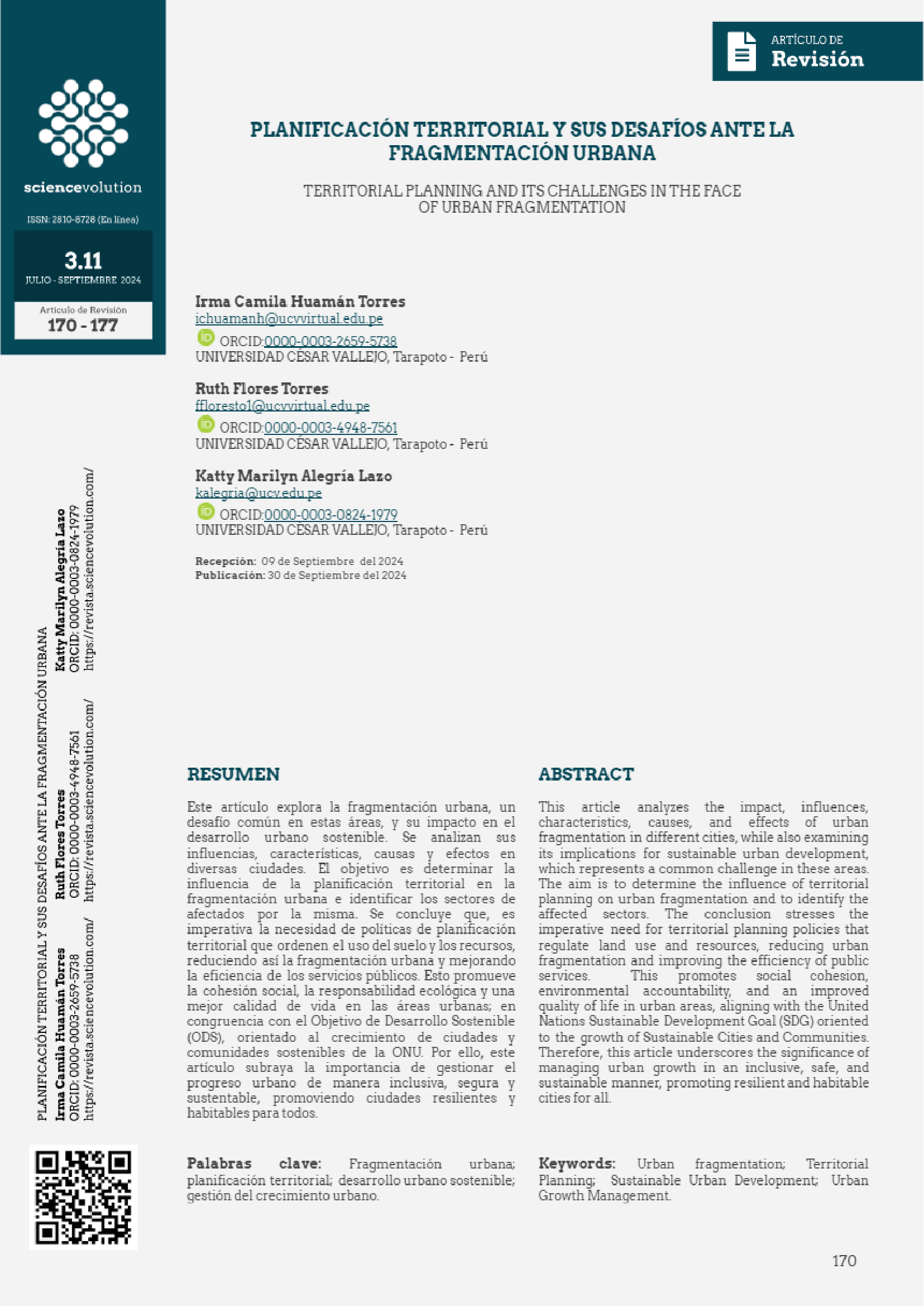 PLANIFICACIÓN TERRITORIAL Y SUS DESAFÍOS ANTE LA FRAGMENTACIÓN URBANA PORTADA