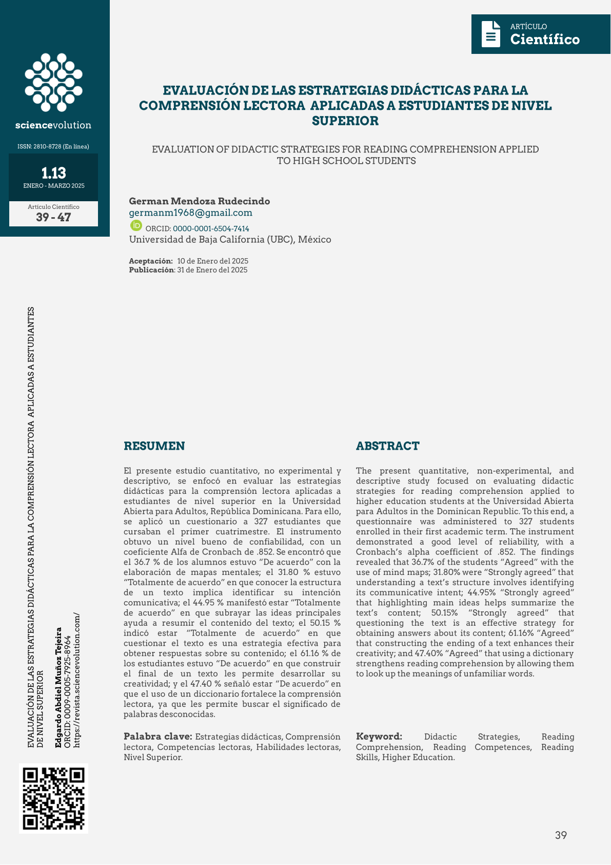 EVALUACIÓN DE LAS ESTRATEGIAS DIDÁCTICAS PARA LA COMPRENSIÓN LECTORA  APLICADAS A ESTUDIANTES DE NIVEL SUPERIOR PORTADA