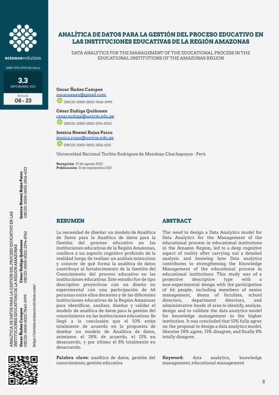 3.3 8-23 PORTADA ANALÍTICA DE DATOS PARA LA GESTIÓN DEL PROCESO EDUCATIVO EN LAS INSTITUCIONES EDUCATIVAS DE LA REGIÓN AMAZONAS