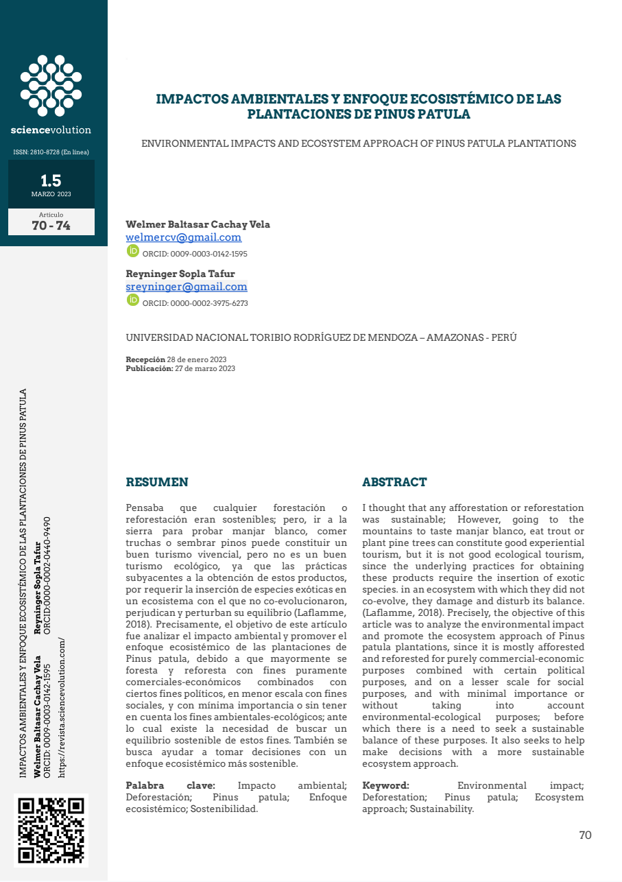 IMPACTOS AMBIENTALES Y ENFOQUE ECOSISTÉMICO DE LAS PLANTACIONES DE PINUS PATULA PORTADA