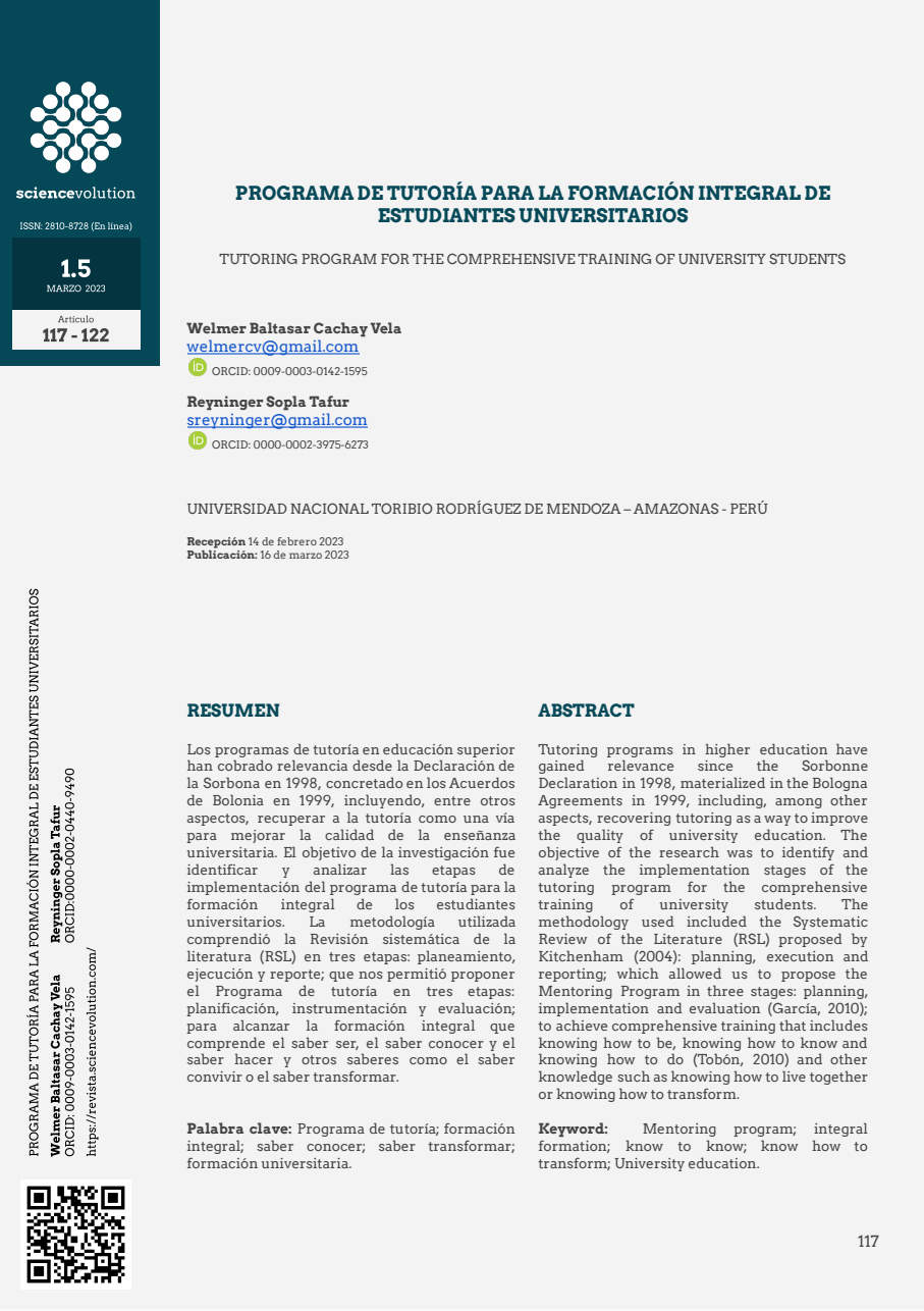 PROGRAMA DE TUTORÍA PARA LA FORMACIÓN INTEGRAL DE ESTUDIANTES UNIVERSITARIOS PORTADA