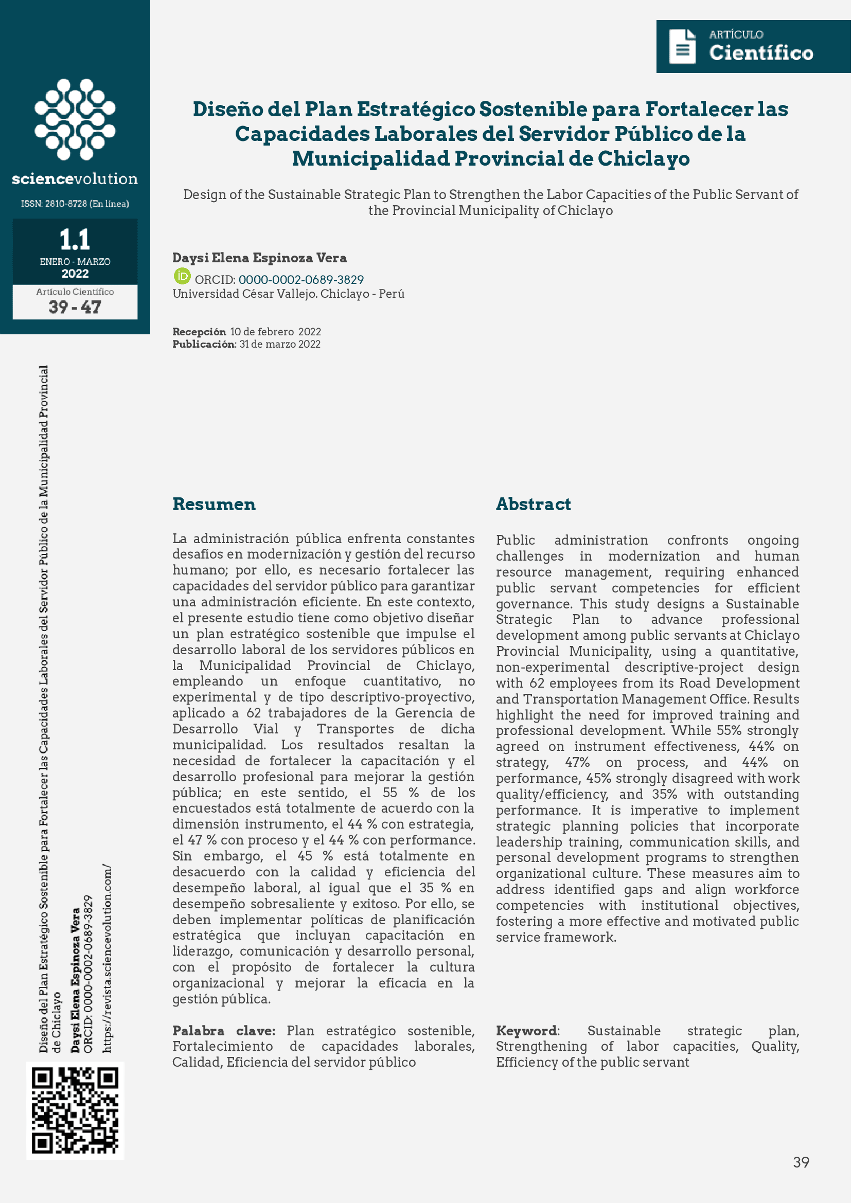 Revista Sciencevolution v1.1 2022 39-47 Portada