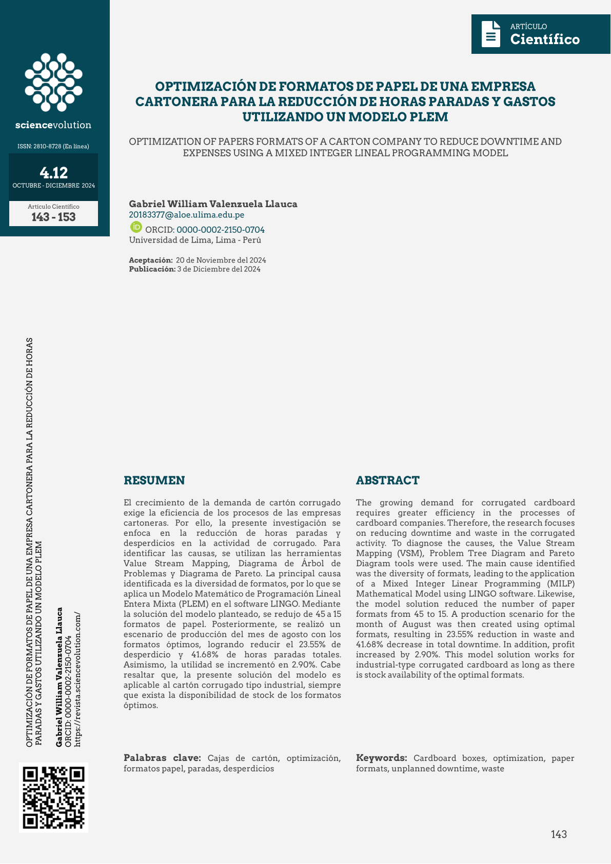 PORTADA-OPTIMIZACIÓN DE FORMATOS DE PAPEL DE UNA EMPRESA CARTONERA PARA LA REDUCCIÓN DE HORAS PARADAS Y GASTOS UTILIZANDO UN MODELO PLEM