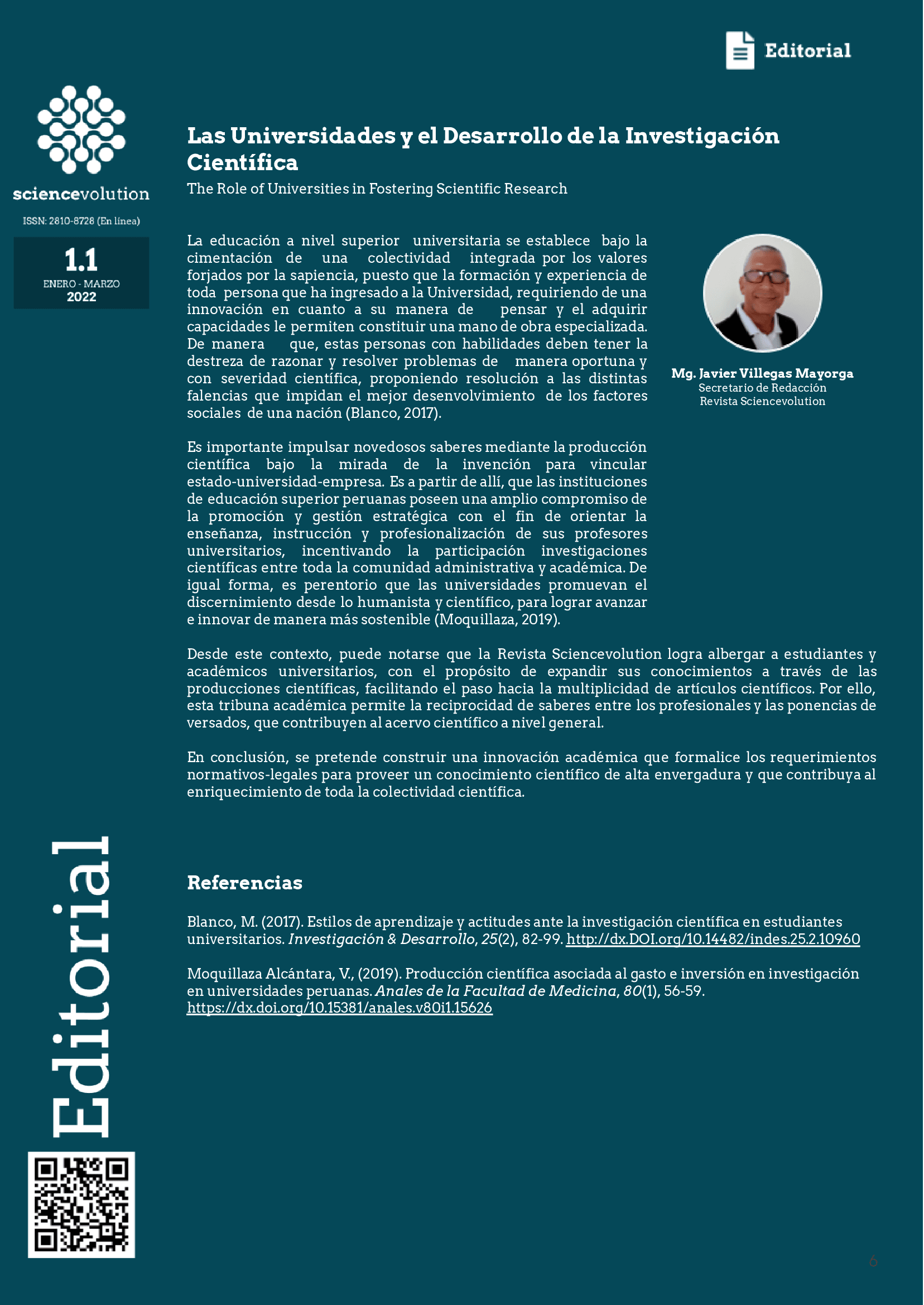 Revista Sciencevolution v1.1 2022 6-6 Portada