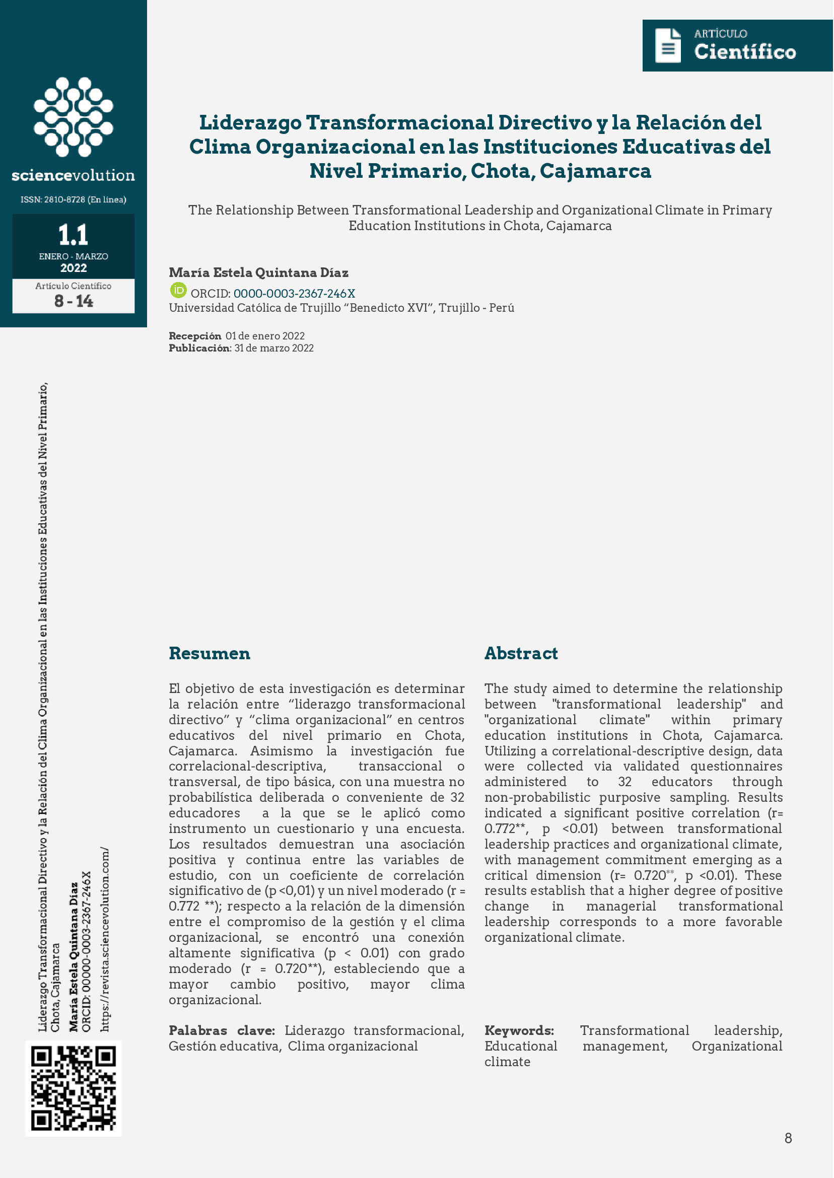 Revista Sciencevolution v1.1 2022 8-14 Portada